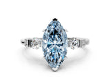 Platinum Fancy Blue Marquise Cut Brilliant Three-Stone Pave Band with Four-Prong Setting_6