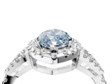 Platinum Fancy Blue Marquise Cut Cut Diamond Halo Engagement Ring with Open Split Pavé Band_10