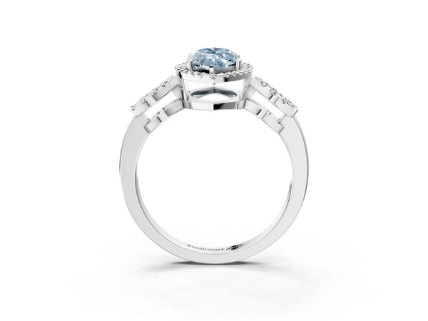 Platinum Marquise Pave Infinity Halo Engagement Ring Setting for Fancy Blue Center
