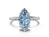 Platinum Fancy Blue Marquise Cut Diamond Brilliant Solitaire Ring with Pavé Band and Four-Prong Setting_40