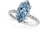 Platinum Fancy Blue Marquise Cut Diamond Brilliant Solitaire Ring with Pavé Band and Four-Prong Setting_41