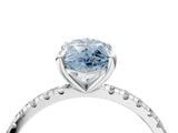 Platinum Fancy Blue Marquise Cut Diamond Brilliant Solitaire Ring with Pavé Band and Four-Prong Setting_44