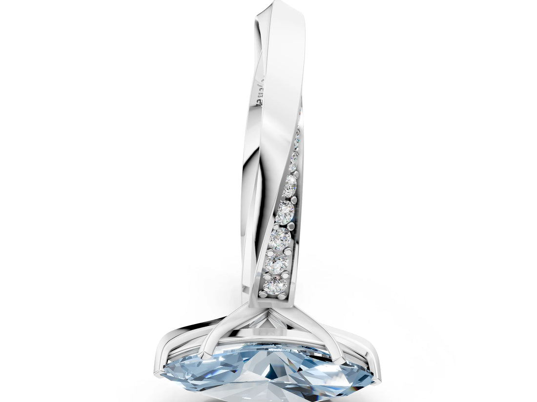 Platinum Fancy Blue Marquise Cut Diamond Engagement Ring with Side Stone Accents and Four-Prong Setting_36