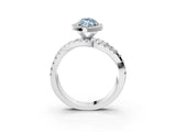 Platinum Fancy Blue Marquise Cut Diamond Halo Ring with Round Split Shank and Prong Setting_3