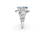 Platinum Fancy Blue Marquise Cut Diamond Halo Ring with Split Shank and Bezel Accents and Four-Prong Setting_8
