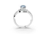 Platinum Fancy Blue Marquise Cut Diamond Halo Ring with Split Shank and Bezel Accents and Four-Prong Setting_9