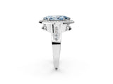 Platinum Fancy Blue Marquise Cut Diamond Halo Ring with Split Shank and Bezel Accents and Prong Setting_14