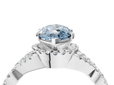 Platinum Fancy Blue Marquise Cut Diamond  Halo Twist Band Solitaire Prong Setting Ring_16