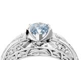 Platinum Fancy Blue Marquise Cut Diamond Pave Art Deco Split Shank Ring with Four-Prong Setting_10