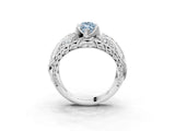 Platinum Fancy Blue Marquise Cut Diamond Pave Art Deco Split Shank Ring with Four-Prong Setting_9