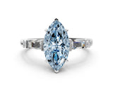 Platinum Fancy Blue Marquise  Cut Diamond Ring with Baguette Side Stones, Channel Set Band, and Four-Prong Setting_12