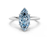 Platinum Fancy Blue Marquise Cut Diamond Solitaire Engagement Ring with Classic Band and Four-Prong Setting_12