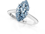 Platinum Fancy Blue Marquise Cut Diamond Solitaire Engagement Ring with Classic Band and Four-Prong Setting_13
