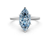 Platinum Fancy Blue Marquise Cut Diamond Solitaire Ring with Classic Band and Four-Prong Setting_12