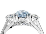 Platinum Fancy Blue Marquise Cut Diamond Three-Stone Engagement Ring with Prong Setting and Pavé Band_16