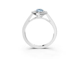 Platinum Fancy Blue Marquise Cut Halo Bezel Diamond Pave Band Ring_15