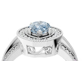 Platinum Fancy Blue Marquise Cut Halo Diamond Engagement Ring with Pave Split Shank and Four-Prong Setting_10