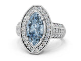 Platinum Fancy Blue Marquise Cut Halo Diamond Engagement Ring with Pave Split Shank and Four-Prong Setting_6