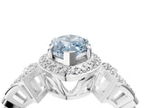 Platinum Fancy Blue Marquise Cut Halo Diamond Split Shank Engagement Ring with Four-Prong Setting_10