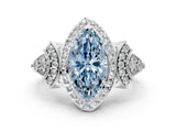 Platinum Fancy Blue Marquise Cut Halo Diamond Split Shank Engagement Ring with Four-Prong Setting_6