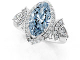 Platinum Fancy Blue Marquise Cut Halo Diamond Split Shank Engagement Ring with Four-Prong Setting_7