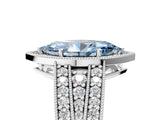 Platinum Fancy Blue Marquise Cut Halo Diamond Split Shank Ring with Prong Setting_17