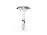 Platinum Fancy Blue Marquise  Cut Halo Solitaire Engagement Ring with Square Band and Four-Prong Setting_14