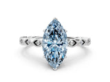 Platinum Fancy Blue Marquise Cut Solitaire Diamond Ring with Infinity Twist Band and Four-Prong Setting_36