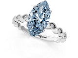 Platinum Fancy Blue Marquise Cut Solitaire Diamond Ring with Infinity Twist Band and Four-Prong Setting_37