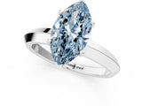 Platinum Fancy Blue Marquise  Cut Solitaire Engagement Ring with Flat Band and Four-Prong Setting 2