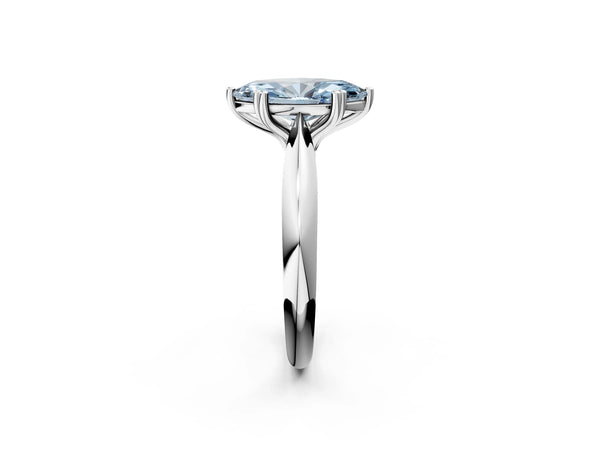 Platinum Fancy Blue Marquise  Cut Solitaire Engagement Ring with Tapered Band and Four-Prong Setting