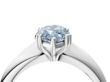 Platinum Fancy Blue Marquise  Cut Solitaire Engagement Ring with Tapered Band and Four-Prong Setting 5