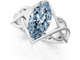 Platinum Fancy Blue Marquise Cut Solitaire Intertwined Band Prong Setting Ring_7