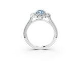 Platinum Fancy Blue Marquise  Halo Milgrain Pave Diamond Ring with Four-Prong Setting 5