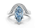 Platinum Fancy Blue Marquise  Solitaire Diamond Engagement Ring with Pave Band and Four-Prong Setting 1