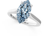 Platinum Fancy Blue Marquise  Solitaire Diamond Ring with Four-Prong Setting and Tapered Band 1