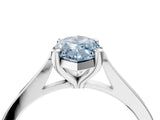 Platinum Fancy Blue Marquise  Solitaire Diamond Ring with Four-Prong Setting and Tapered Band 4