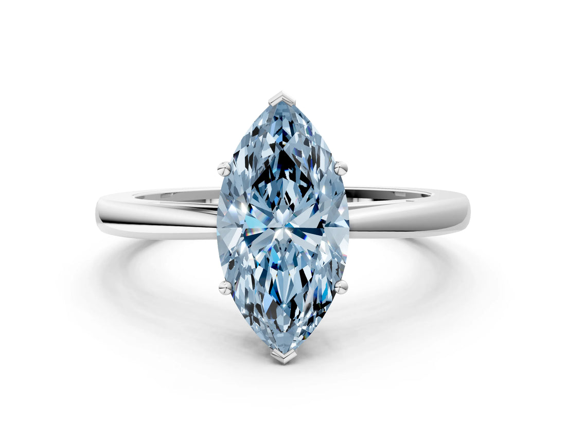 Platinum Fancy Blue Marquise  Solitaire Diamond Ring with Split Shank and Four-Prong Setting_12