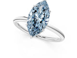 Platinum Fancy Blue Marquise  Solitaire Diamond Ring with a Classic Band and Four-Prong Setting 1