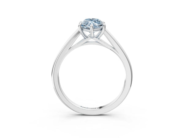 Platinum Fancy Blue Marquise  Solitaire Engagement Ring with Four-Prong Setting and Classic Band
