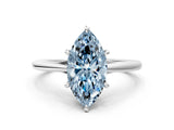 Platinum Fancy Blue Marquise  Solitaire Engagement Ring with Four-Prong Setting and Classic Band