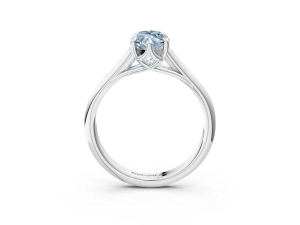 Platinum Fancy Blue Marquise  Solitaire Engagement Ring with Six-Prong Setting and Classic Band