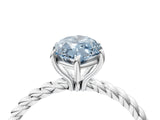 Platinum Fancy Blue Marquise  Solitaire Twist Band Ring with Four-Prong Setting_4
