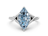 Platinum Fancy Blue Marquise  Solitaire Twist Band Six-Prong Setting 1