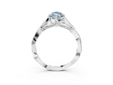 Platinum Fancy Blue Marquise  Solitaire Twist Band Six-Prong Setting 4