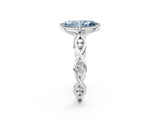 Platinum Fancy Blue Marquise  Solitaire Twist Band with Leaf Prong Setting 2