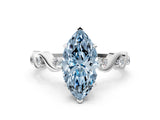 Platinum Fancy Blue Marquise  Solitaire Twisted Band with Prong Setting