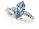 Platinum Fancy Blue Marquise  Solitaire Twisted Pave Diamond Ring with Four-Prong Setting_1