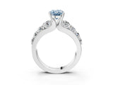 Platinum Fancy Blue Oval  Brilliant Solitaire with Side Stones on a Pave Band and Four-Prong Setting_15