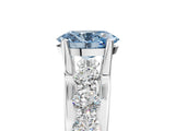Platinum Fancy Blue Oval  Brilliant Solitaire with Side Stones on a Pave Band and Four-Prong Setting_17